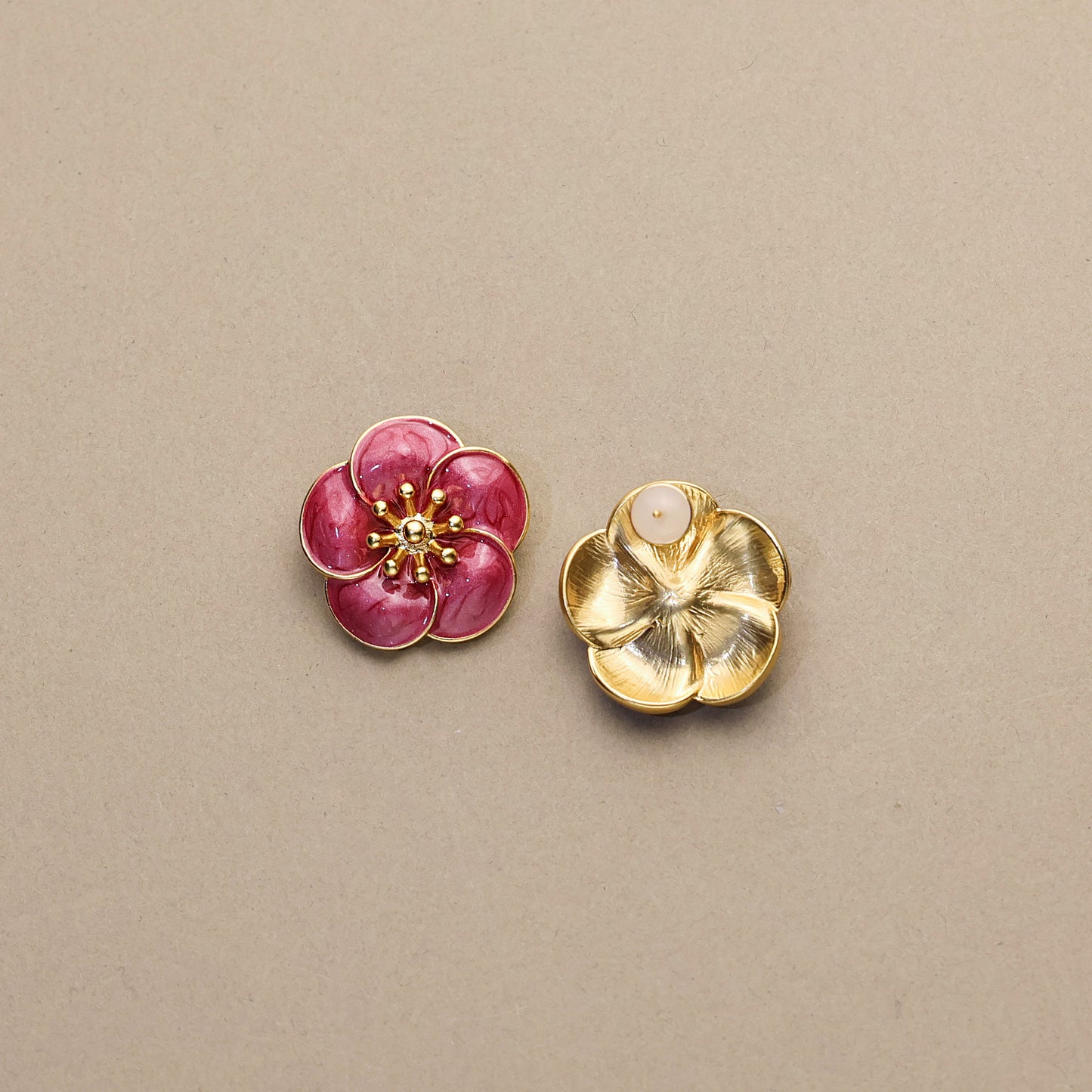 Plum Blossom Enamel Earrings