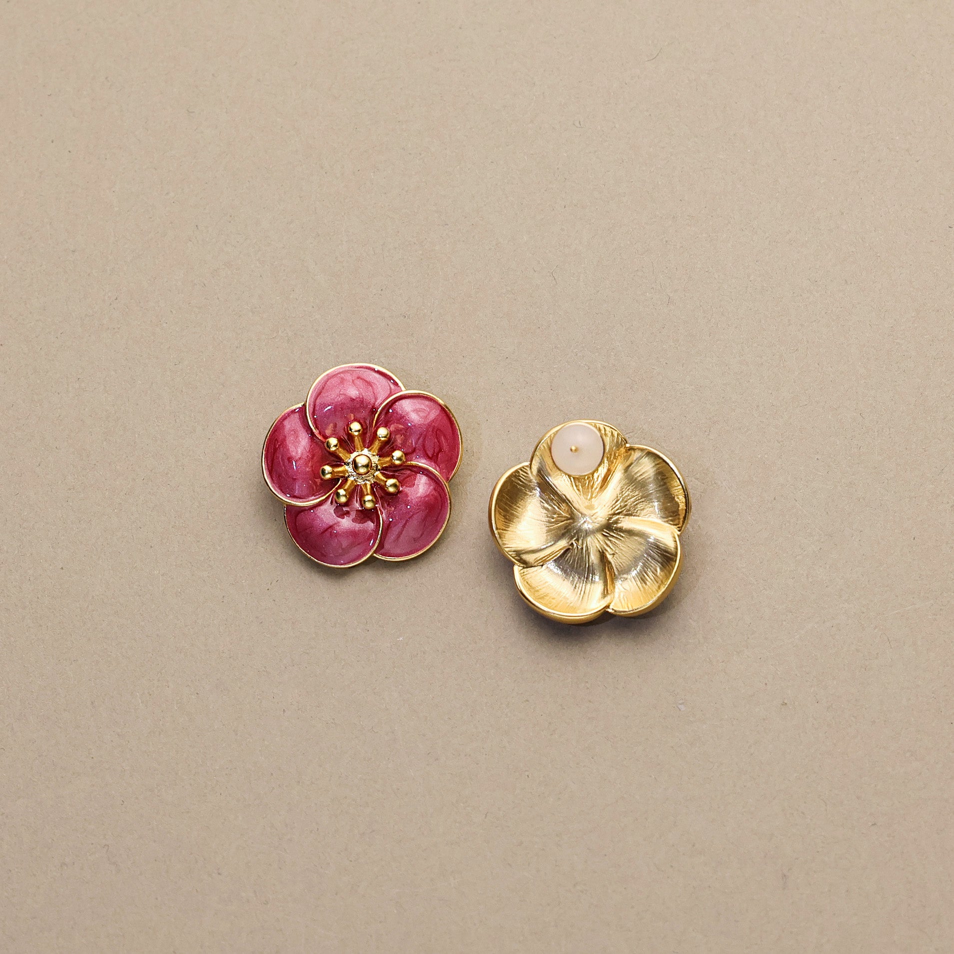 Plum Blossom Enamel Earrings