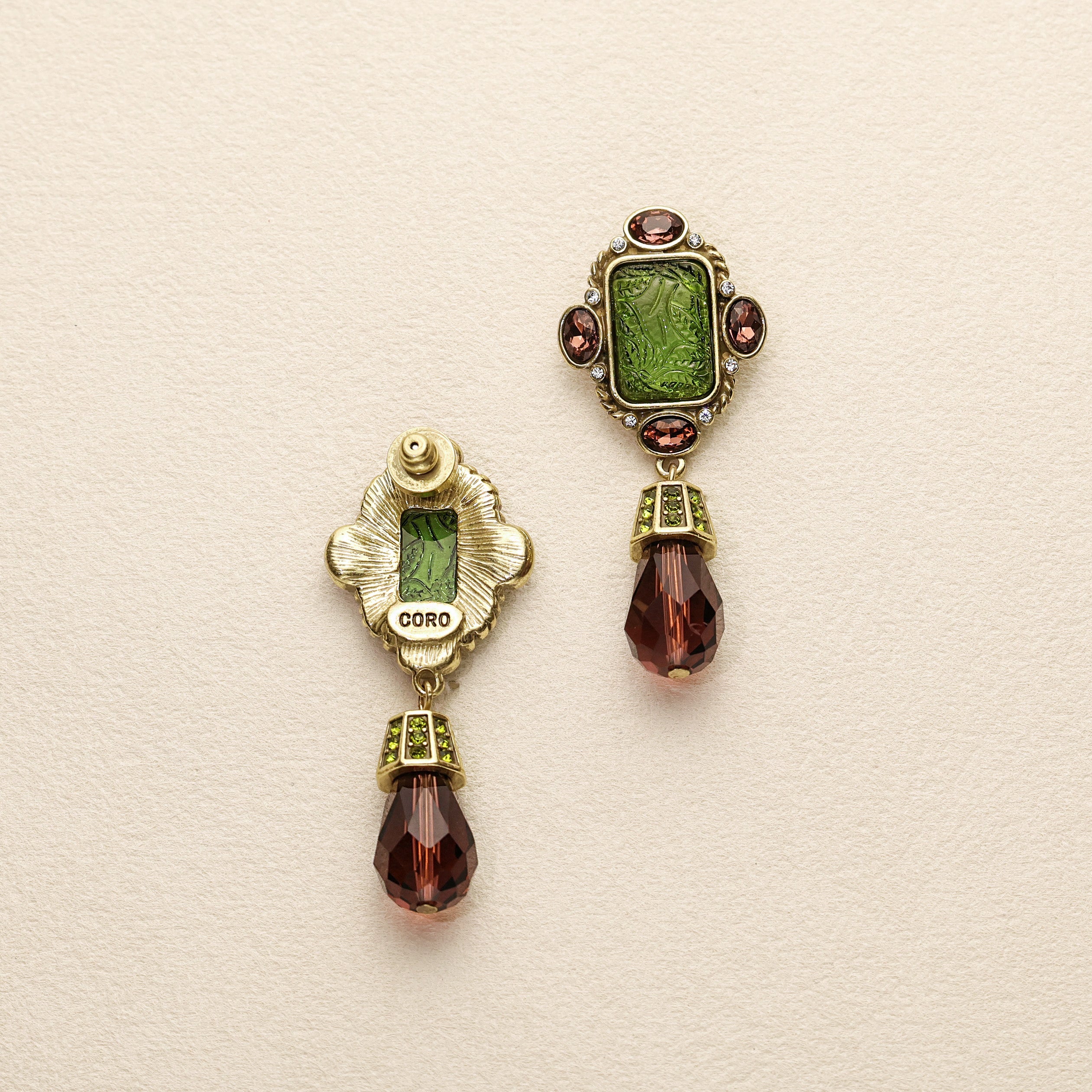 Vintage Courtly Glass Earrings