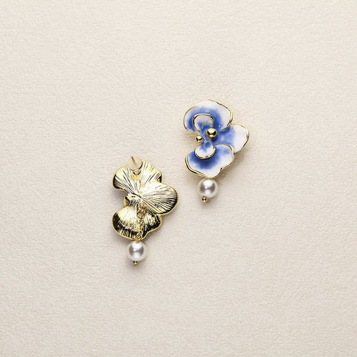 Blue Gradient · Pearl Chain Drop Earrings