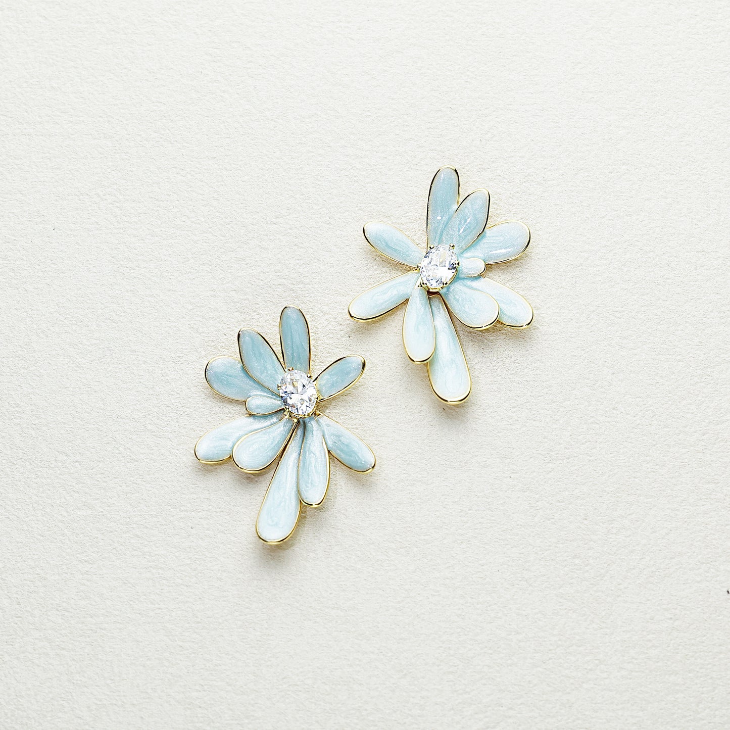 Mint Crystal Flower Earrings