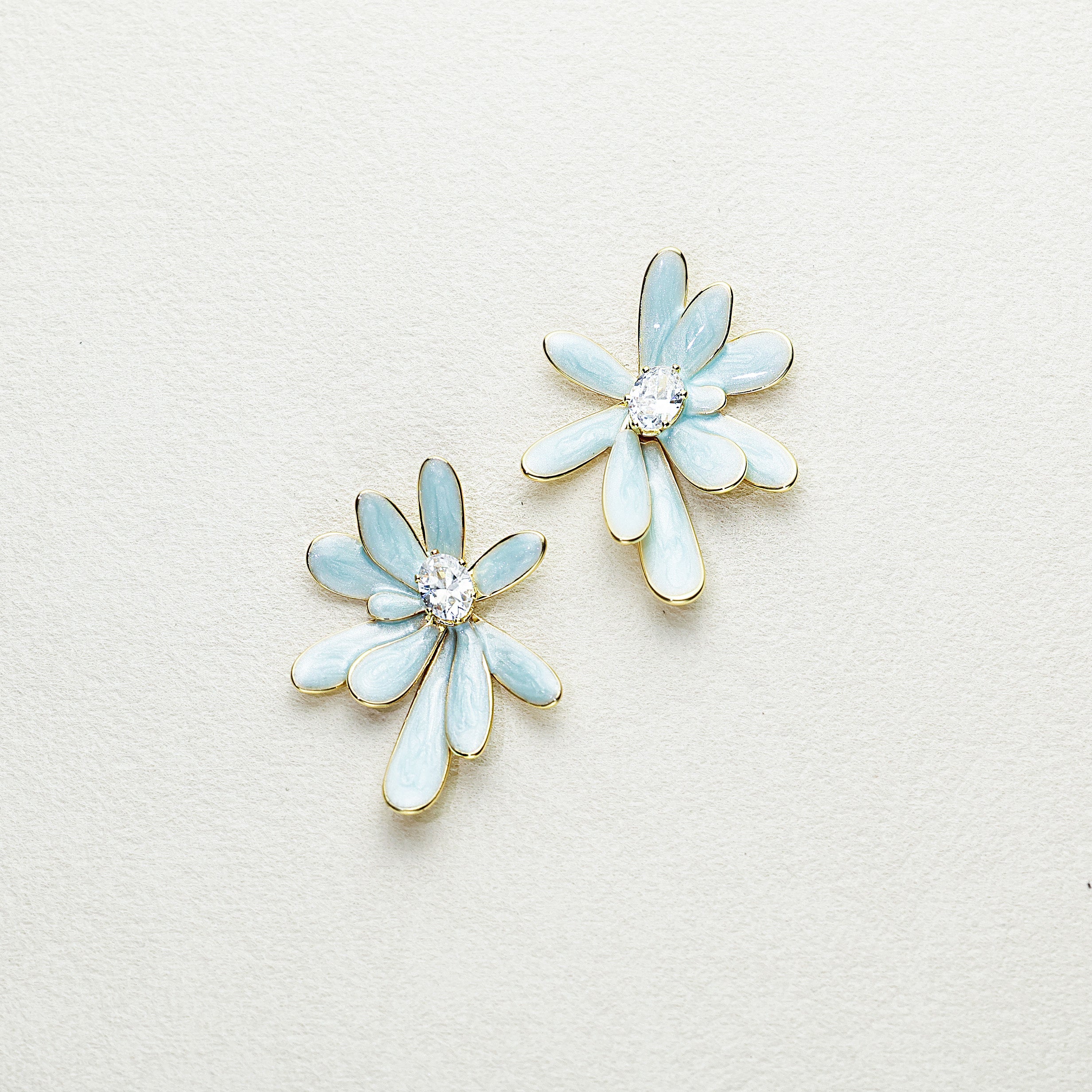 Mint Crystal Flower Earrings