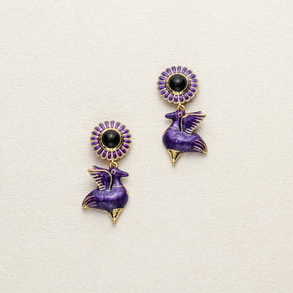 Purple Wing Enamel Earrings