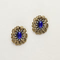 Sapphire Blue Glass Flower Earrings