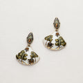 Art Nouveau Tiger's Eye Enamel Earrings