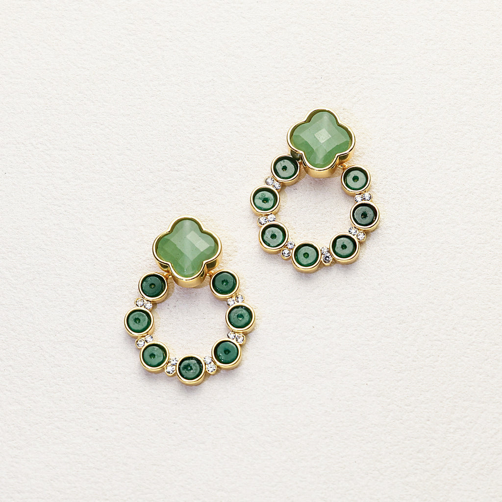 Clover Jade Openwork Earrings