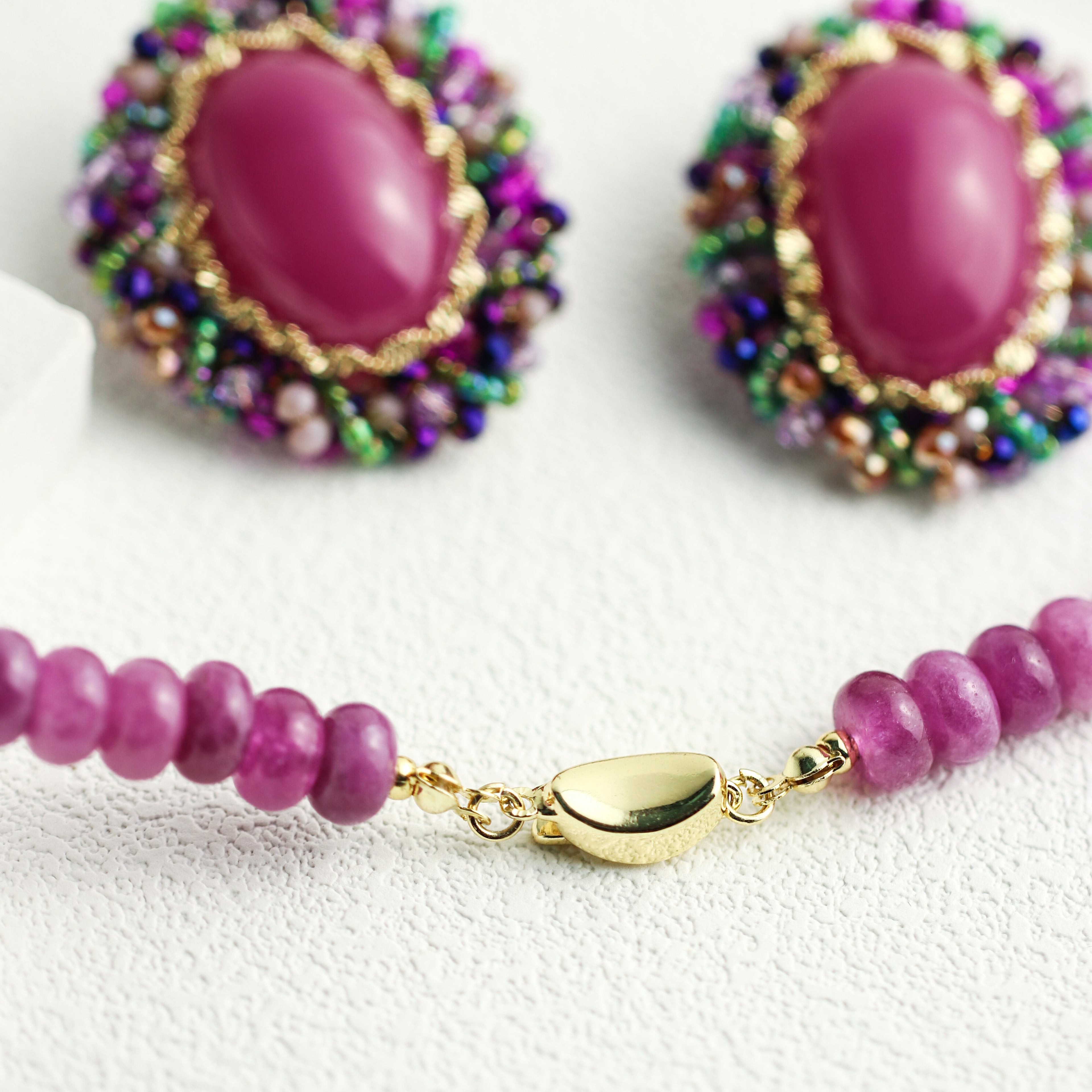 Violet Haze · Fuchsia Natural Stone Necklace
