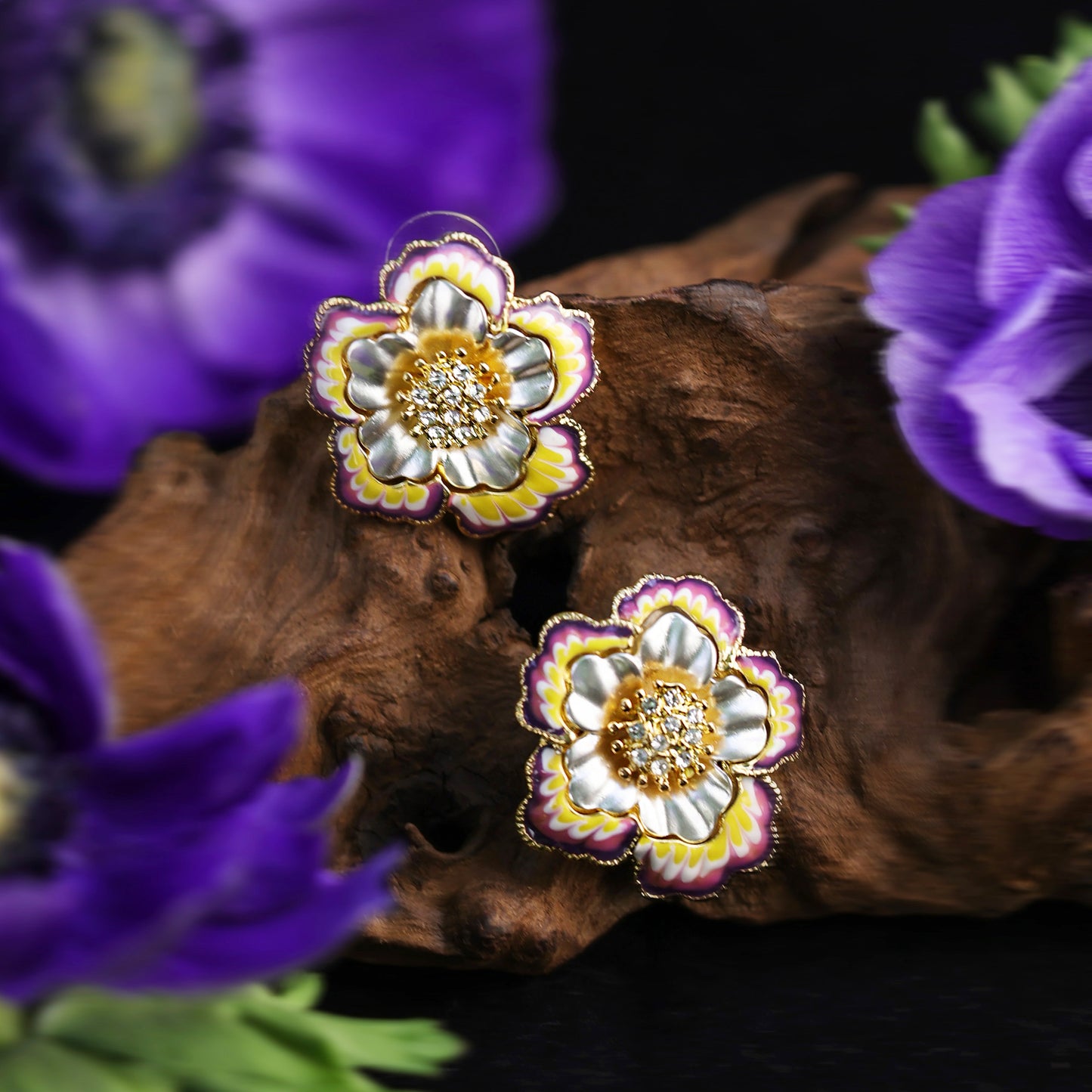 Hibiscus Gradient Enamel Earrings
