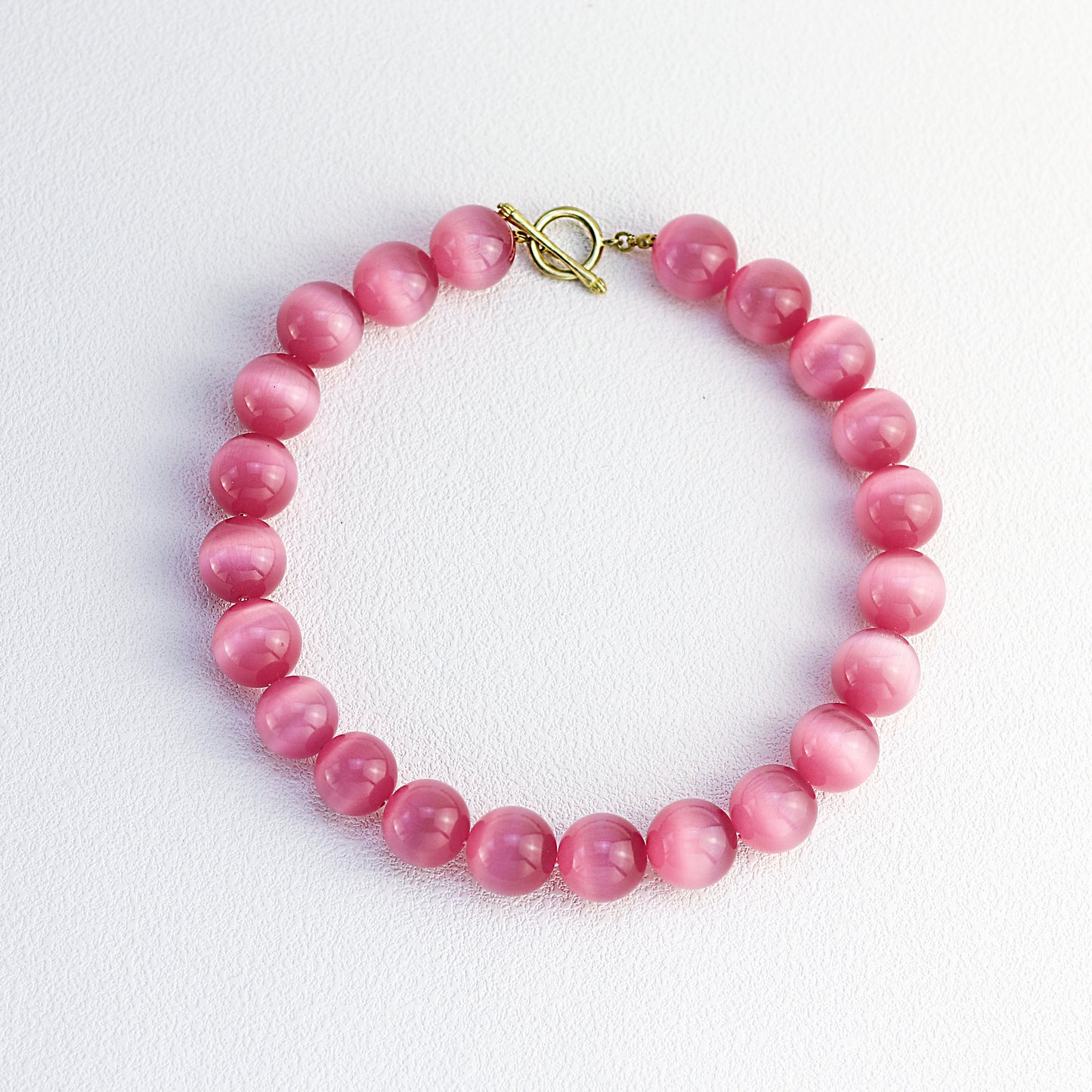 Pink Glow · Large Pink Cat's Eye Agate Necklace