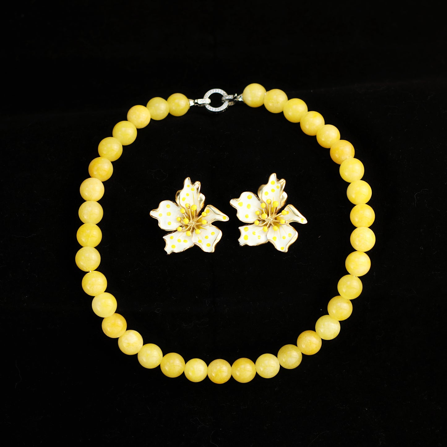 Summer Frangipani · Yellow Agate & Enamel Set