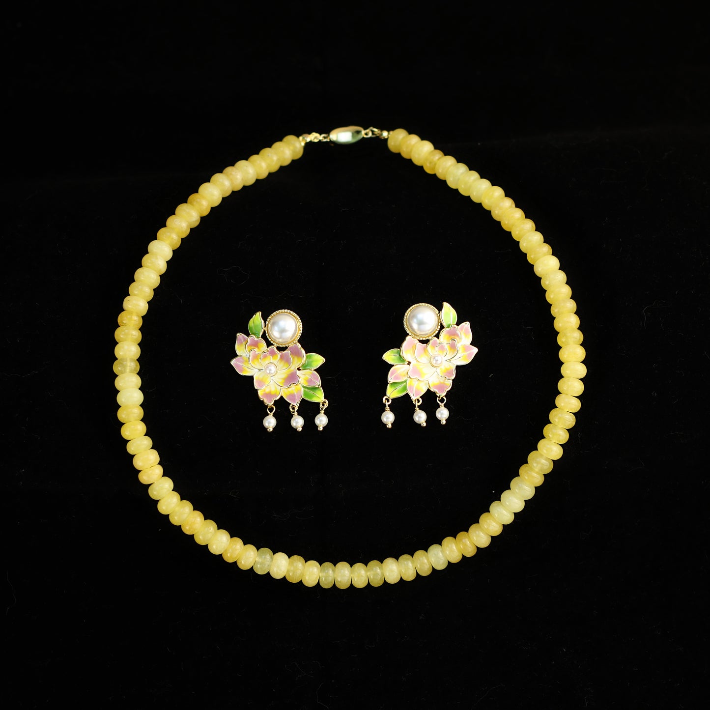 Yellow Peony · Gradient Enamel & Pearl Set