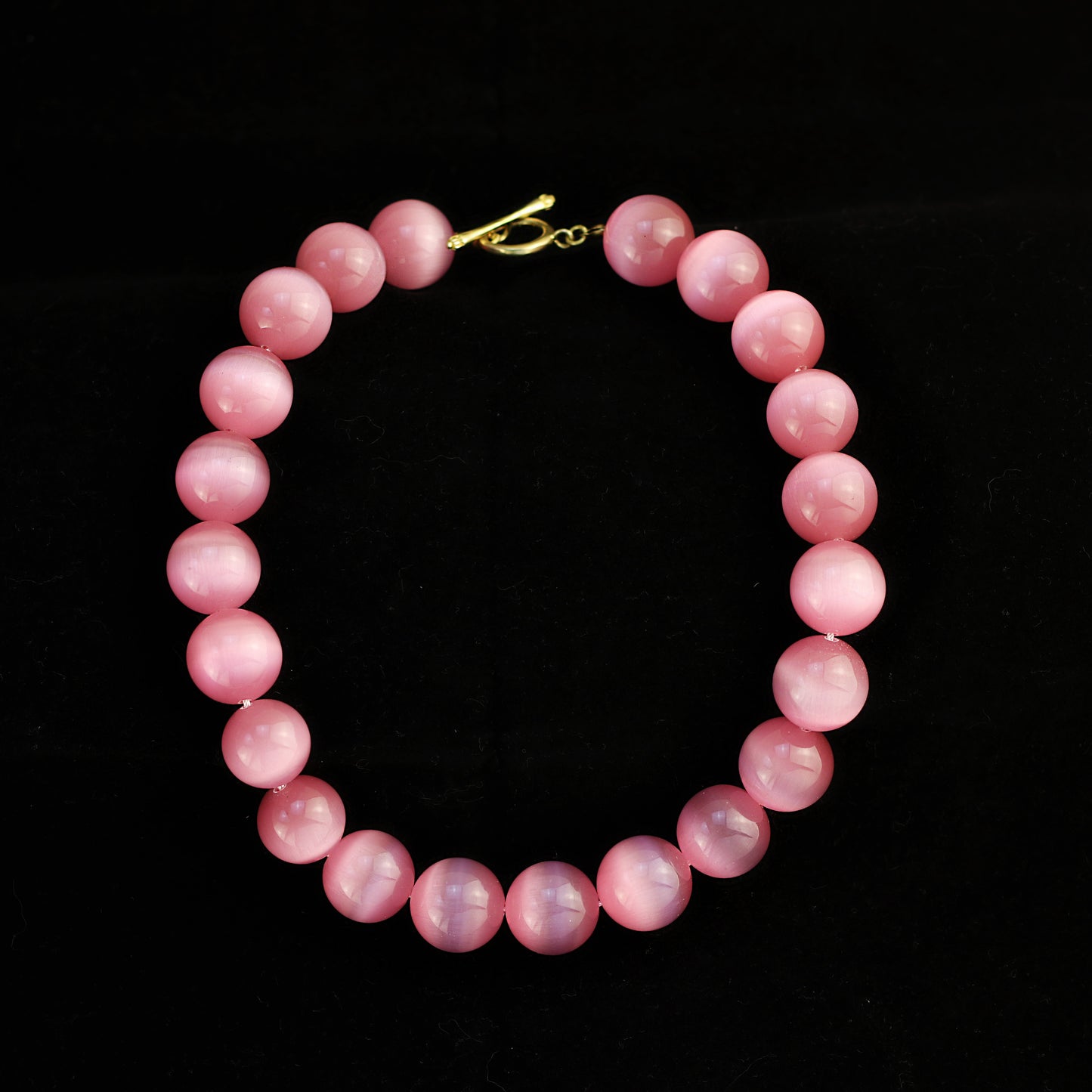 Pink Glow · Large Pink Cat's Eye Agate Necklace