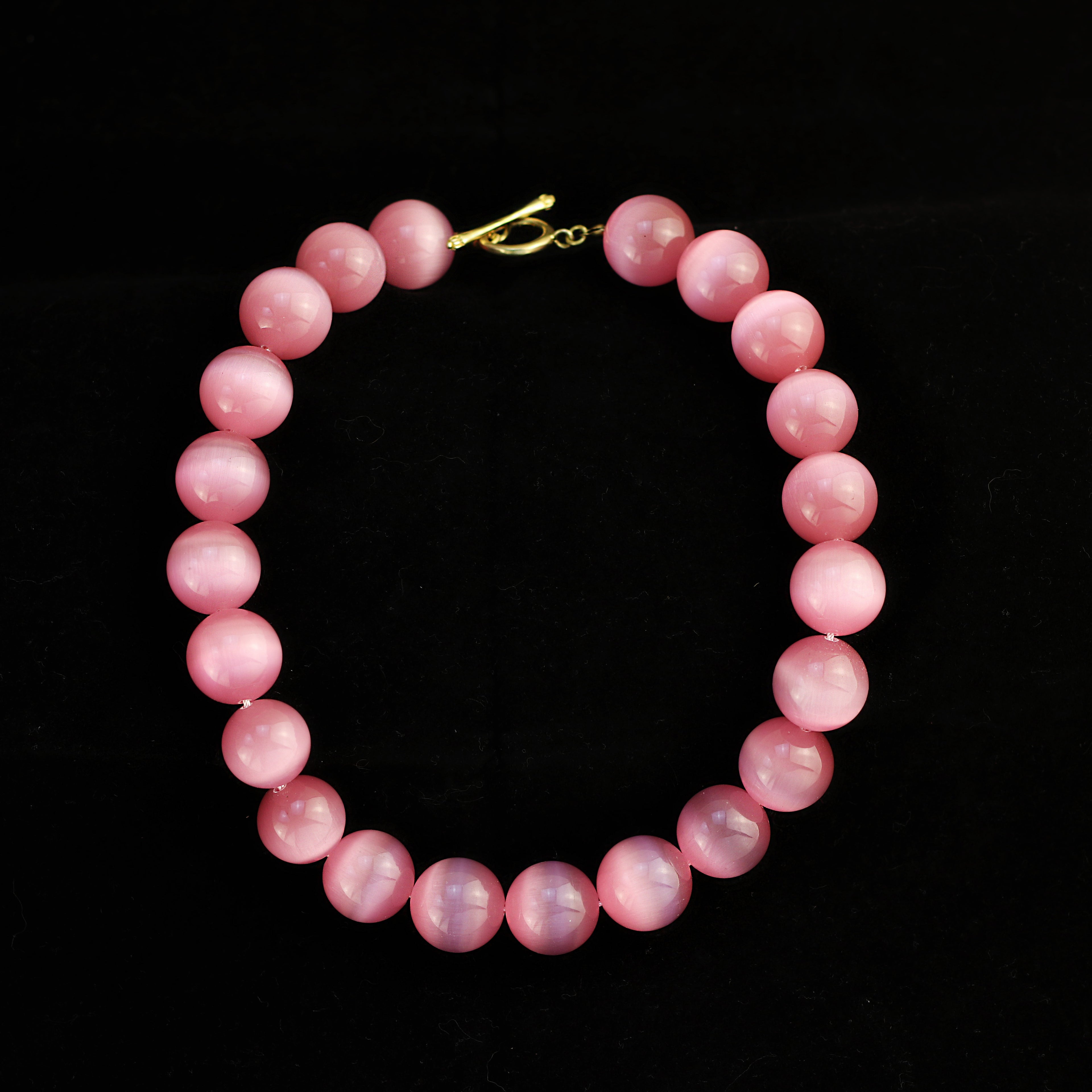 Pink Glow · Large Pink Cat's Eye Agate Necklace