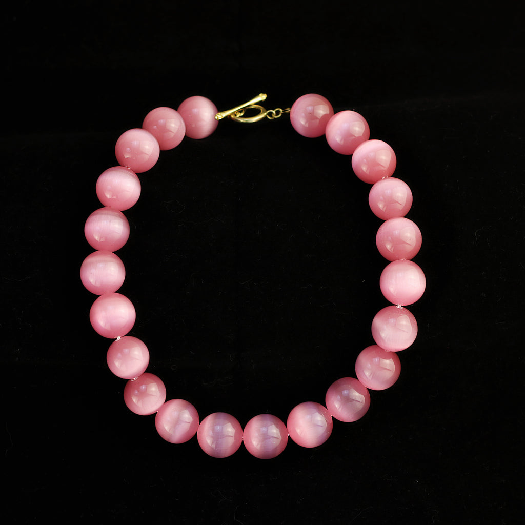 Pink Cat's Eye · Chinese Ink Earring Set