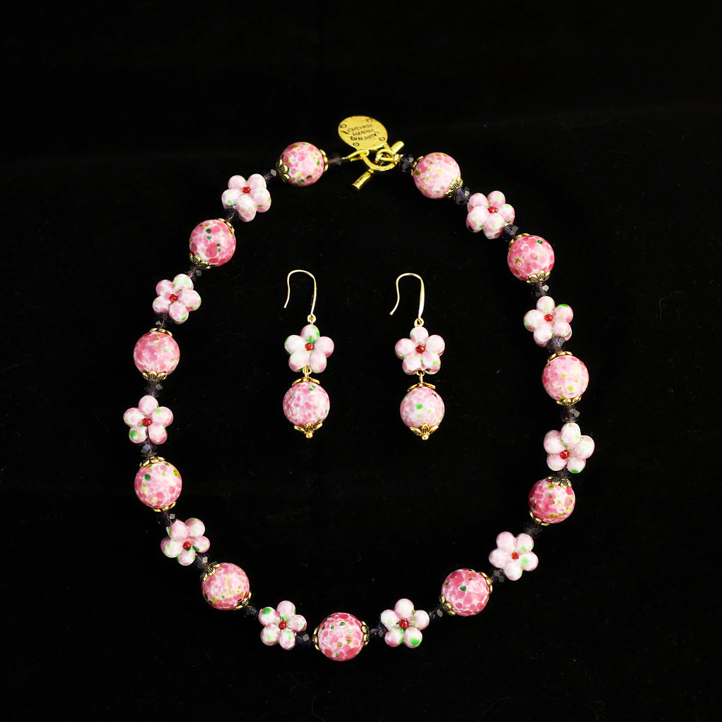 Peach Charm · Pink Glass & Crystal Set