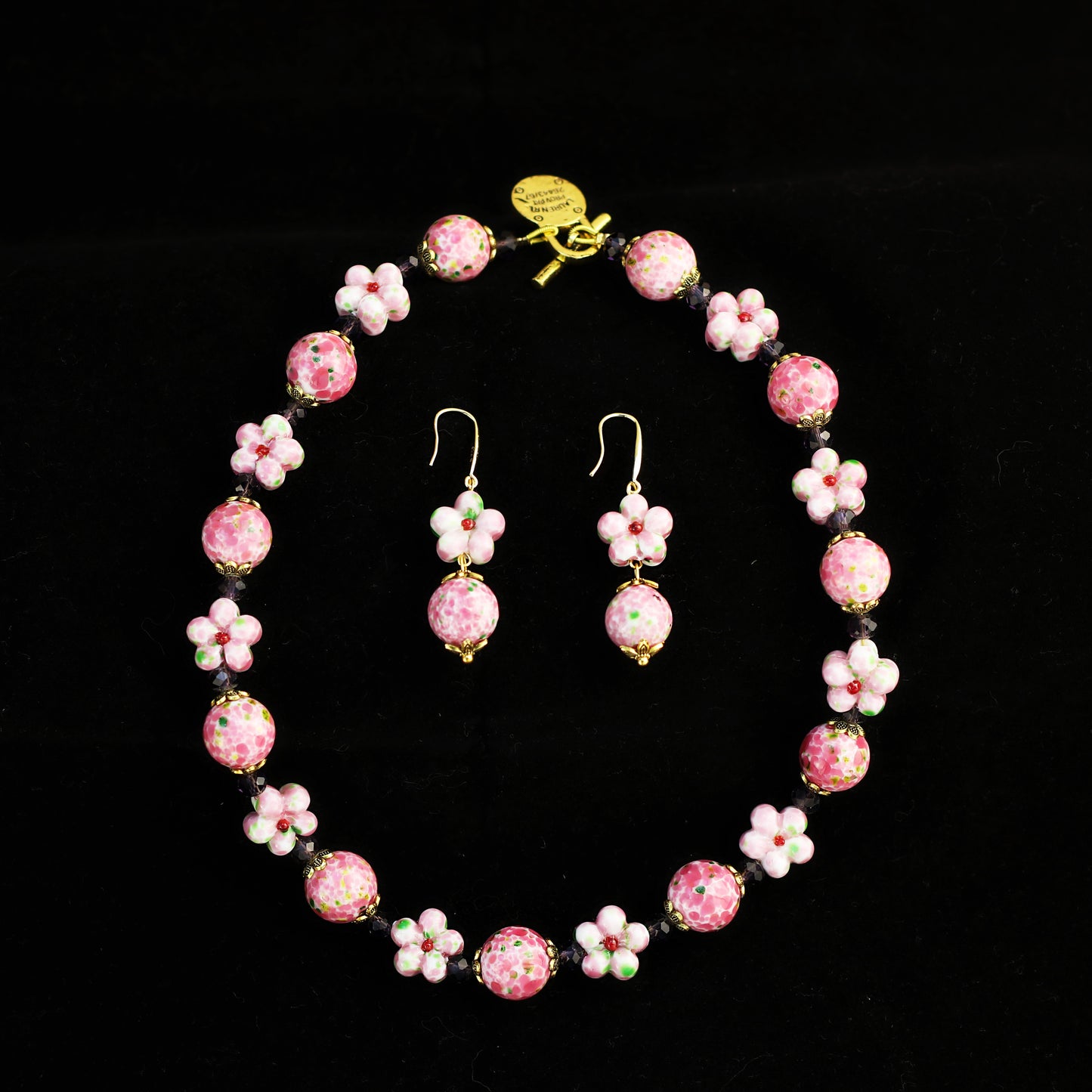 Peach Charm · Pink Glass & Crystal Set