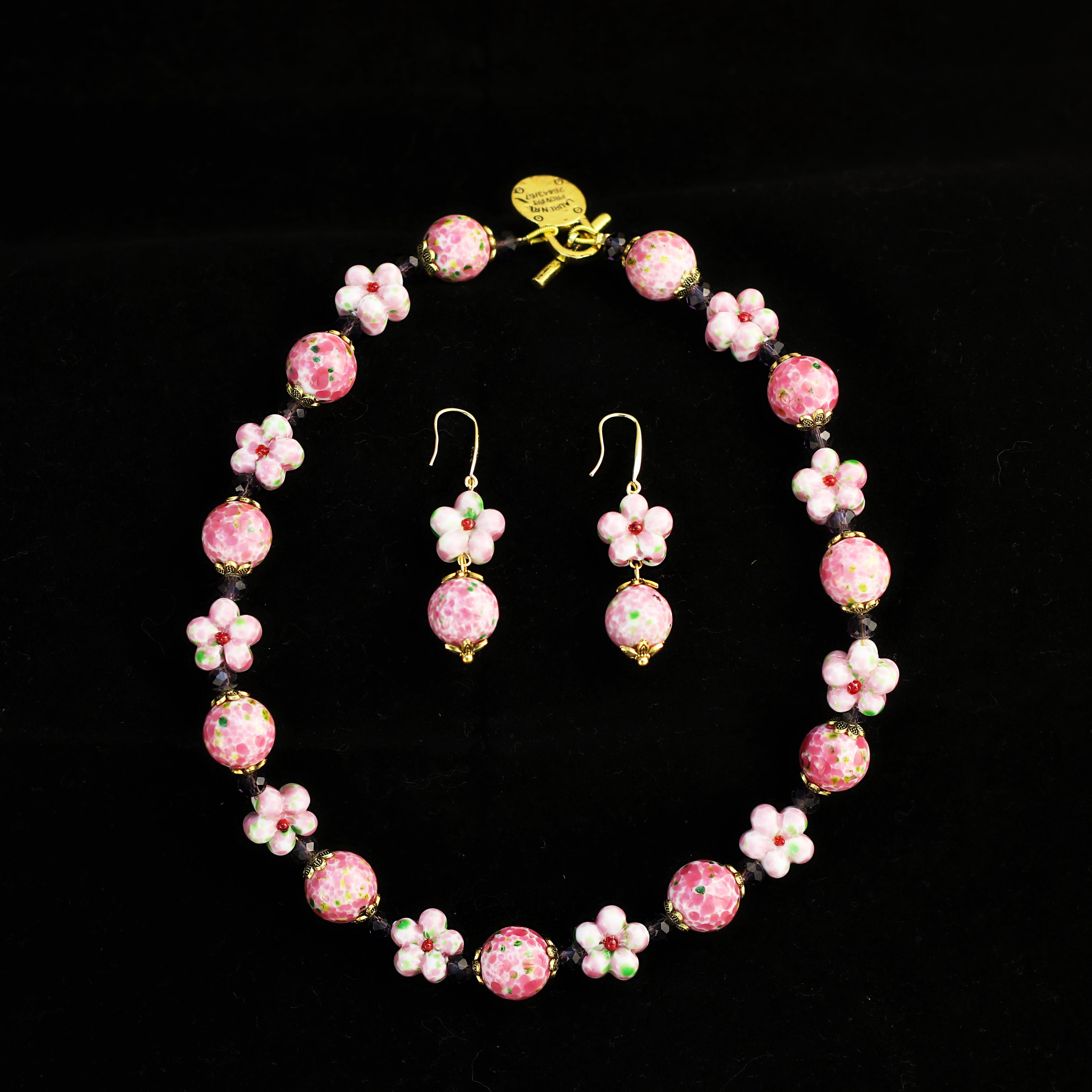 Peach Charm · Pink Glass & Crystal Set