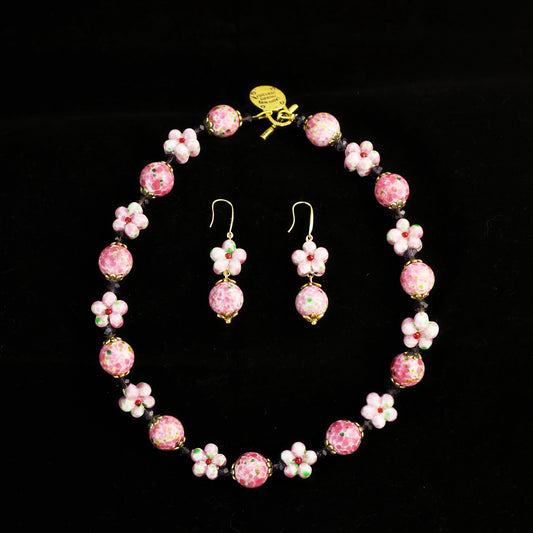 Peach Charm · Pink Glass & Crystal Set