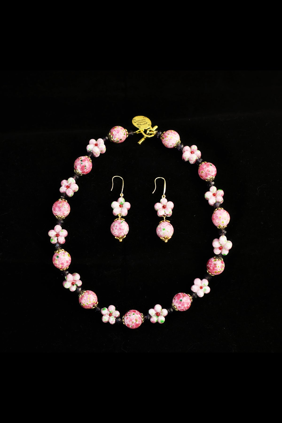 Peach Charm · Pink Glass & Crystal Set
