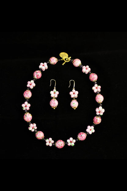Peach Charm · Pink Glass & Crystal Set