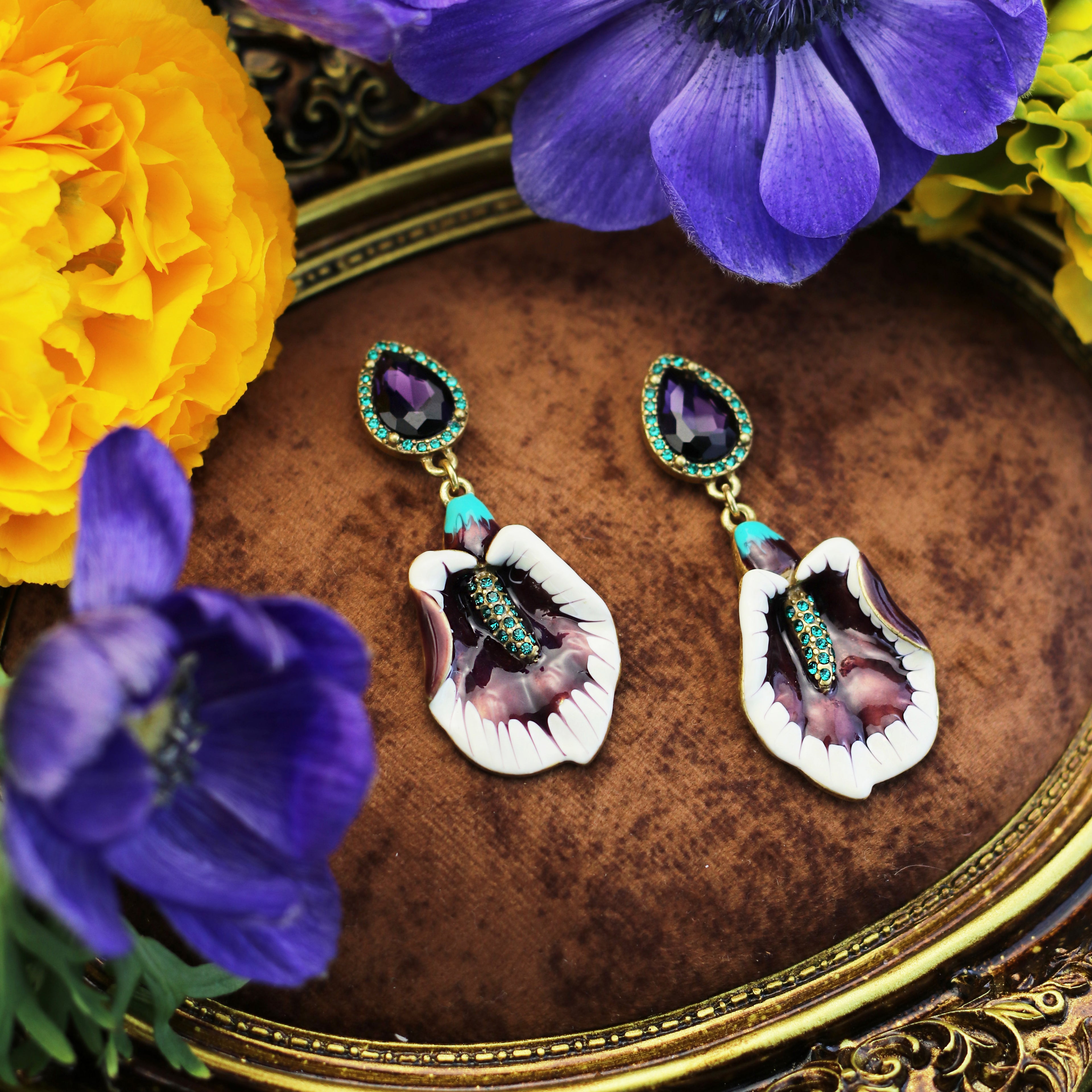 Calla Lily Enamel Earrings