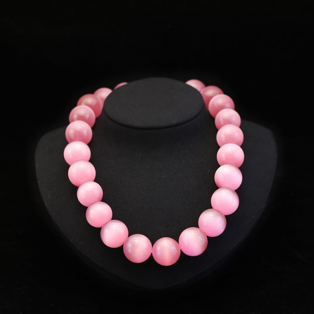 Pink Cat's Eye · Chinese Ink Earring Set