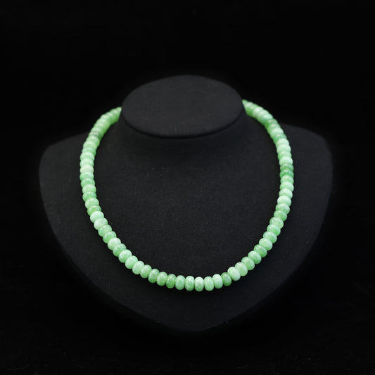 Lotus Dew · Light Green Flat Bead Necklace