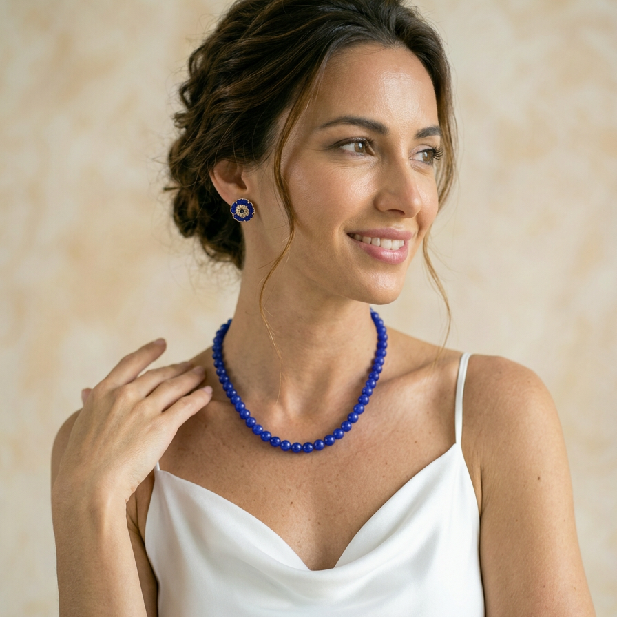 Sapphire Blue Flower Earrings