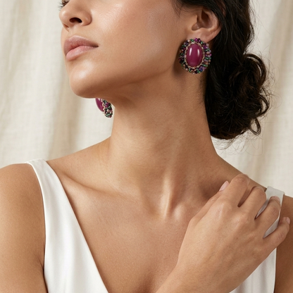 Crystal Wrapped Gem Earrings