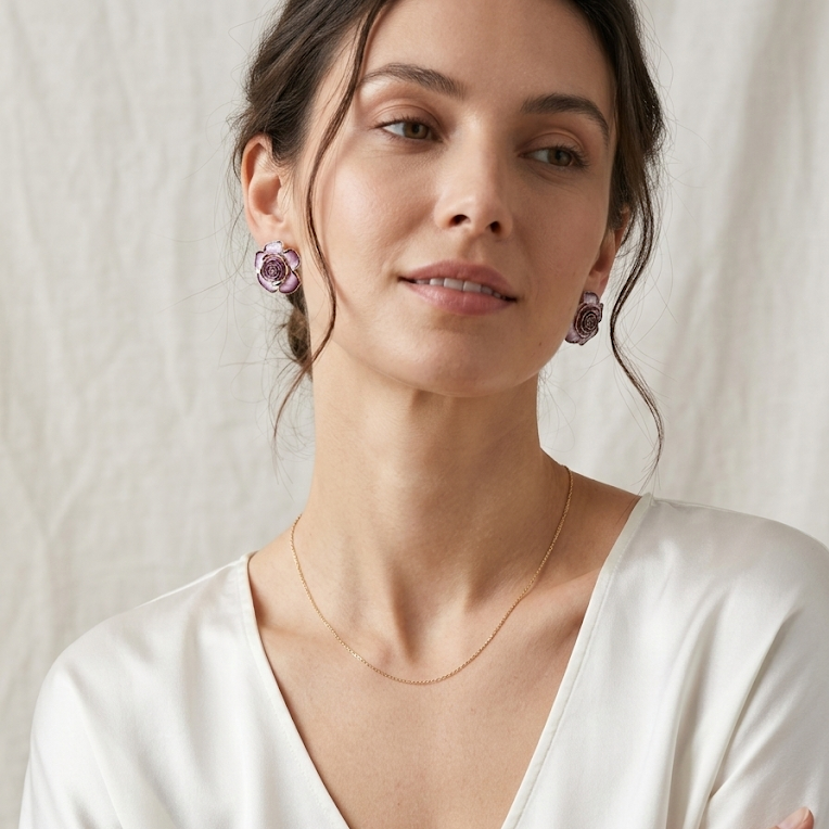 Night Rose · Gradient Enamel Earrings