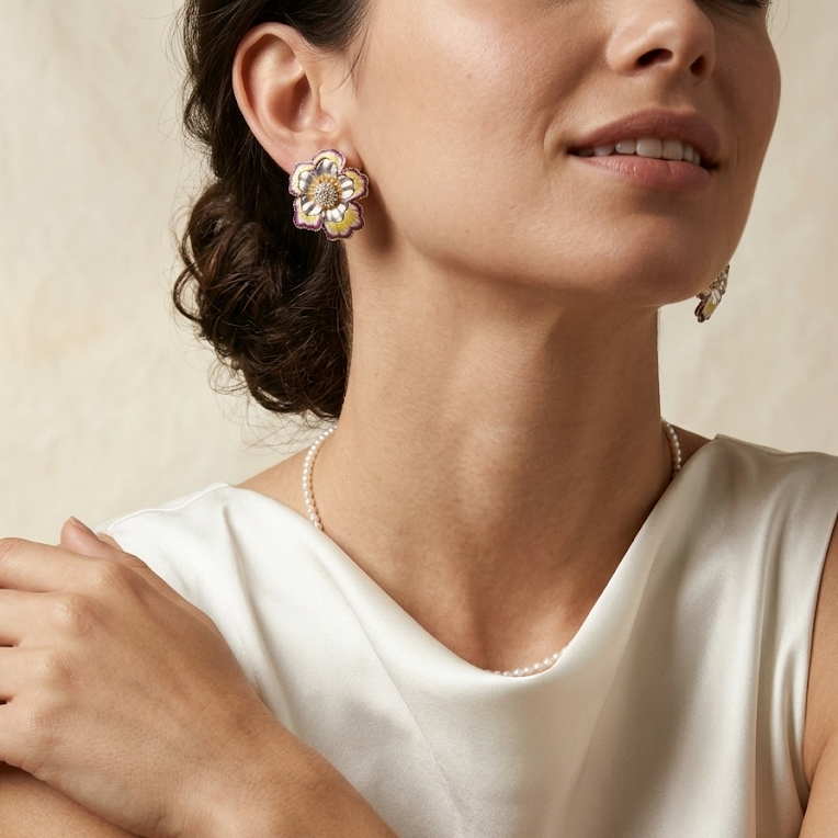 Hibiscus Gradient Enamel Earrings