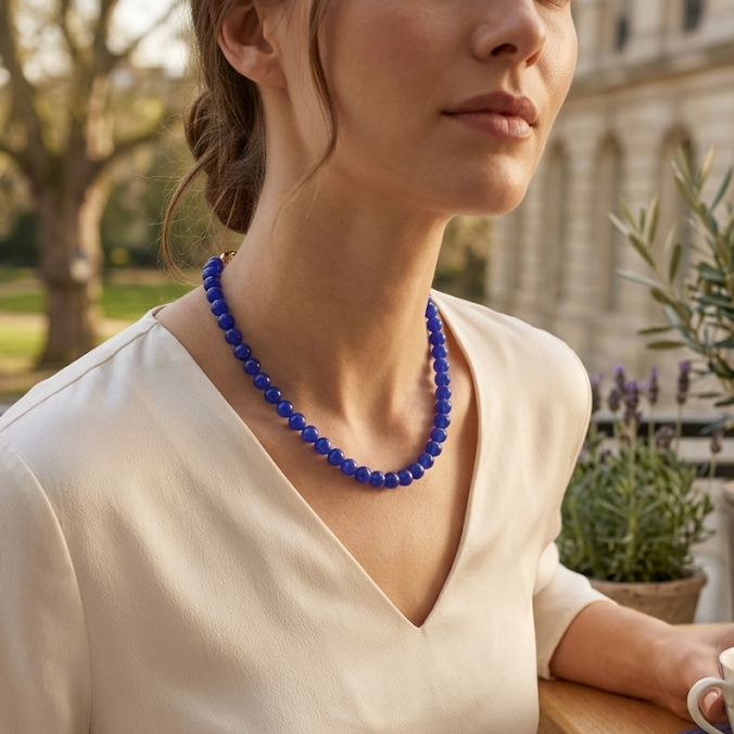 Midnight Blue · Deep Blue Agate Necklace
