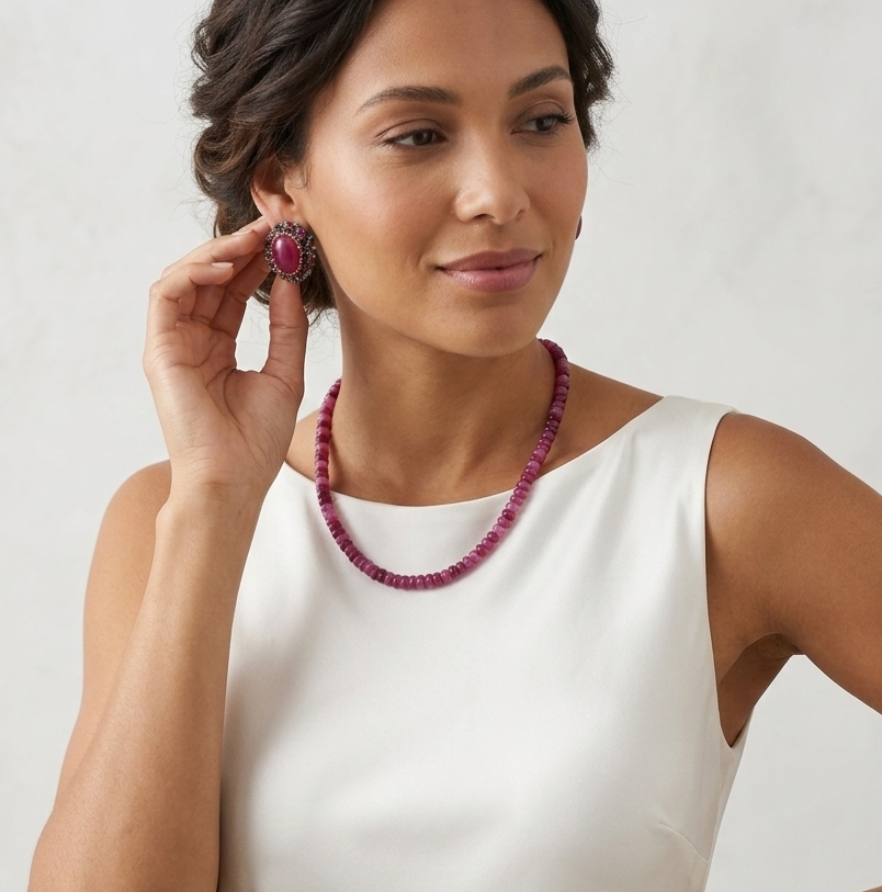 Violet Haze · Fuchsia Natural Stone Necklace