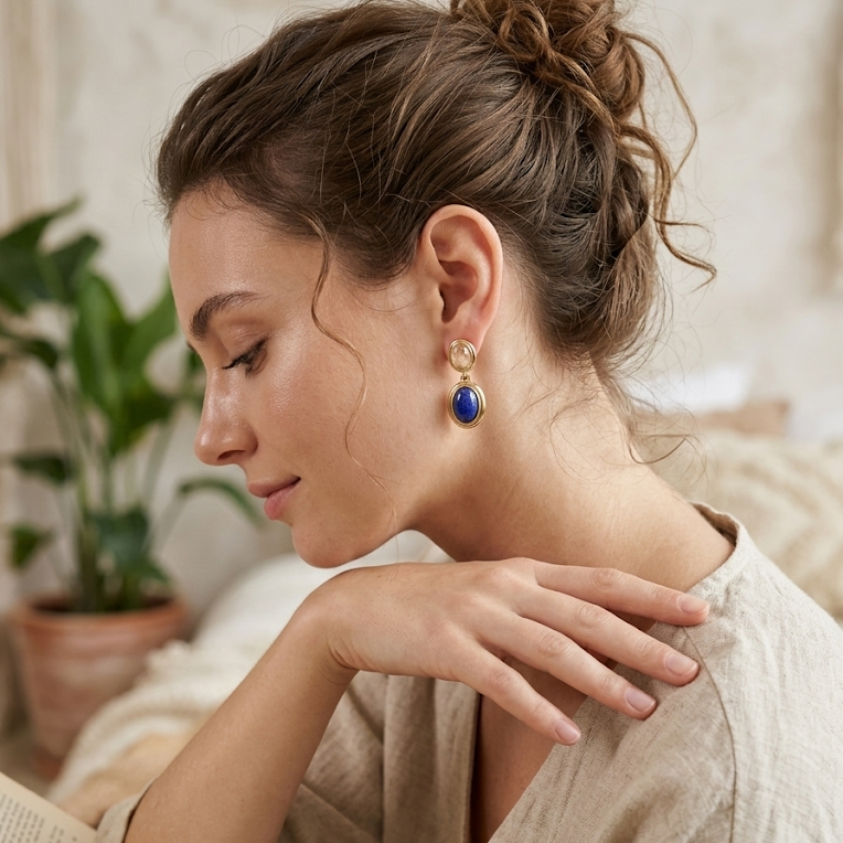 Crystal & Lapis Lazuli Earrings