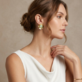 Green Jade Curled Edge Earrings