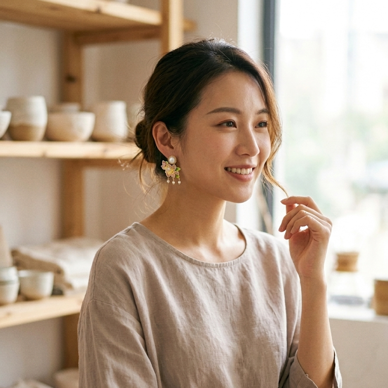 Peony Glow · Gradient Enamel & Pearl Tassel Earrings