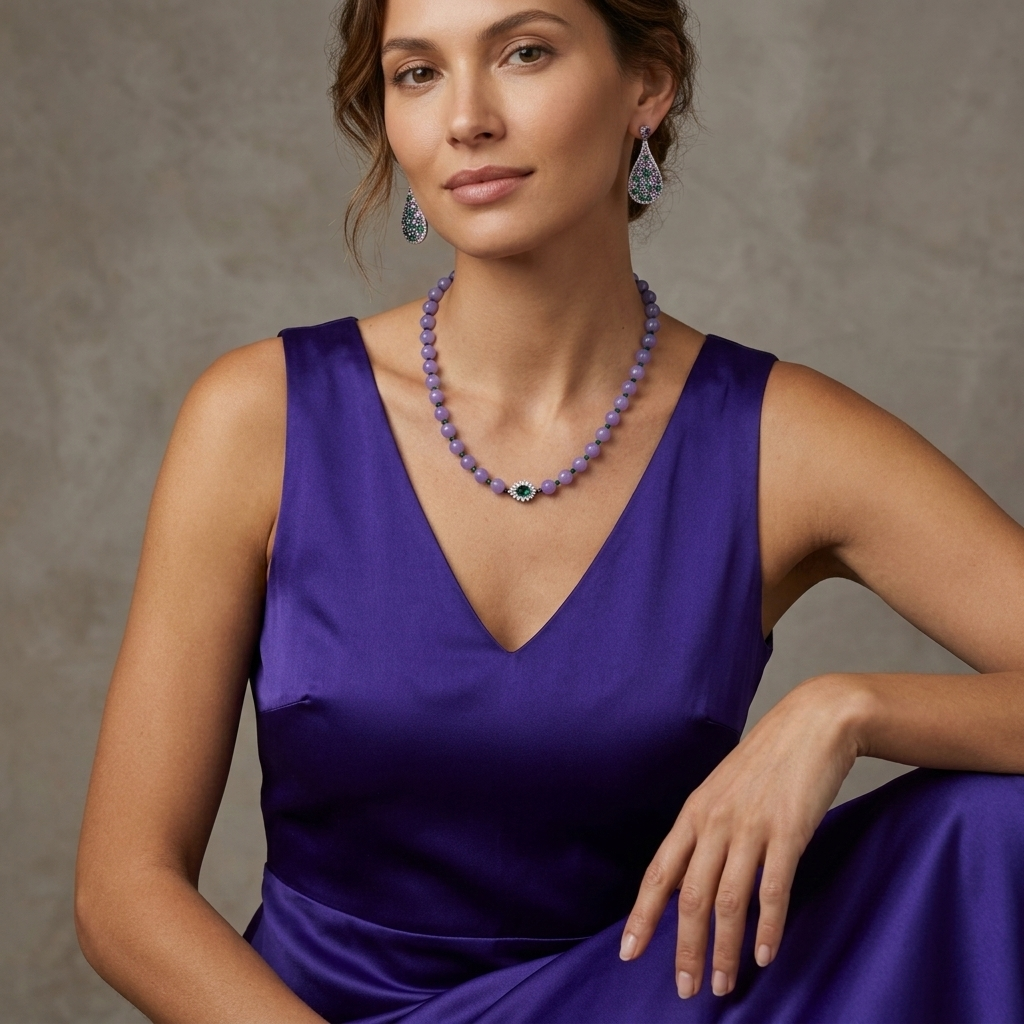 Violet Breeze · Purple & Green Agate Spacer Necklace