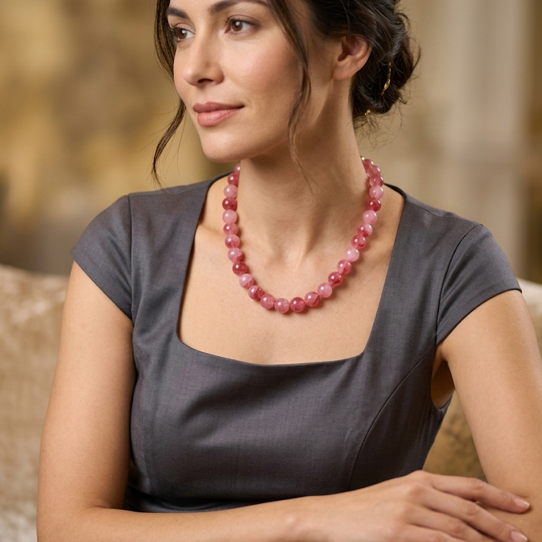 Red Float · Red Floral Agate Necklace