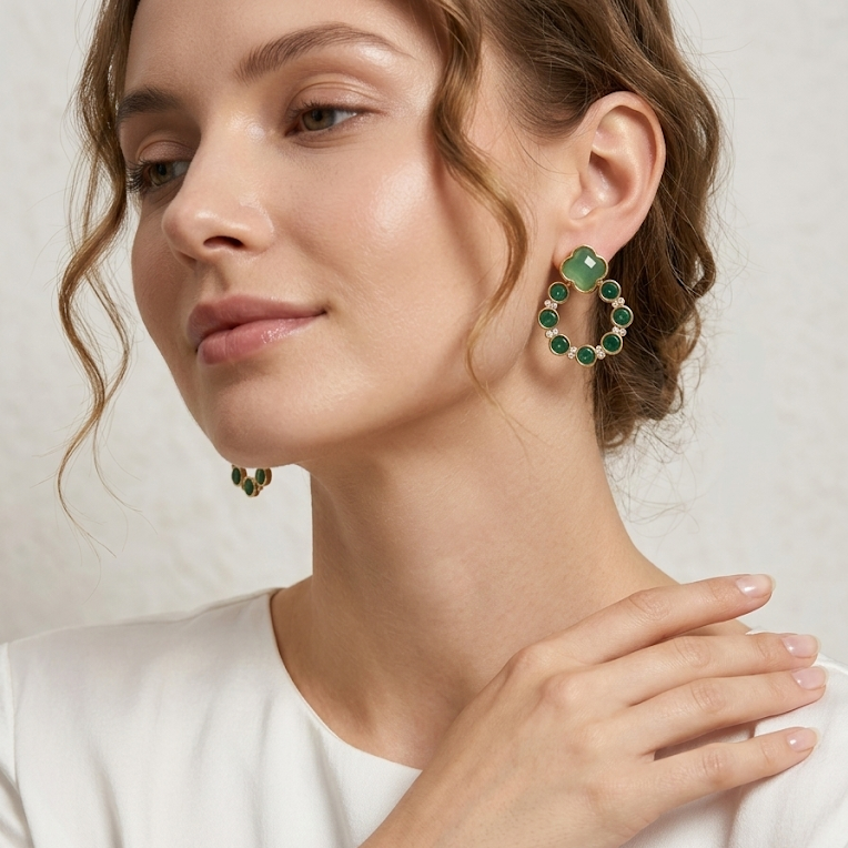 Clover Jade Openwork Earrings