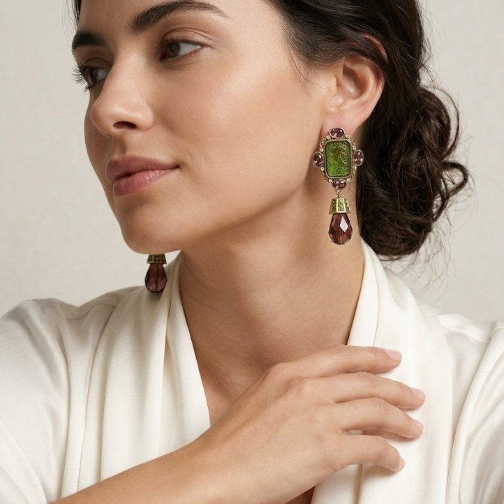 Vintage Courtly Glass Earrings