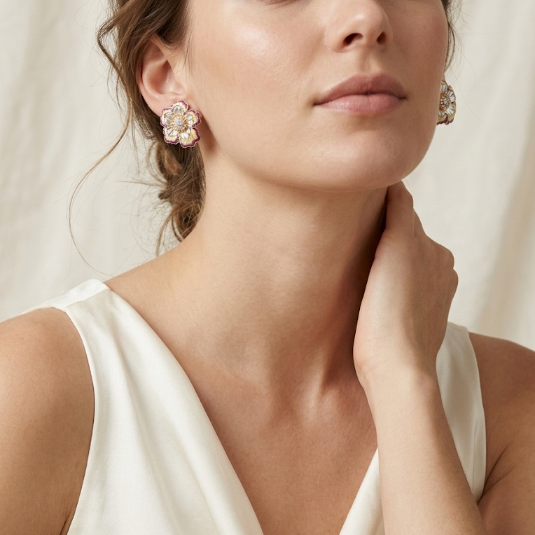 Hibiscus Gradient Enamel Earrings
