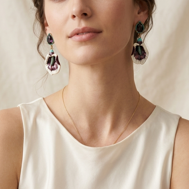 Calla Lily Enamel Earrings