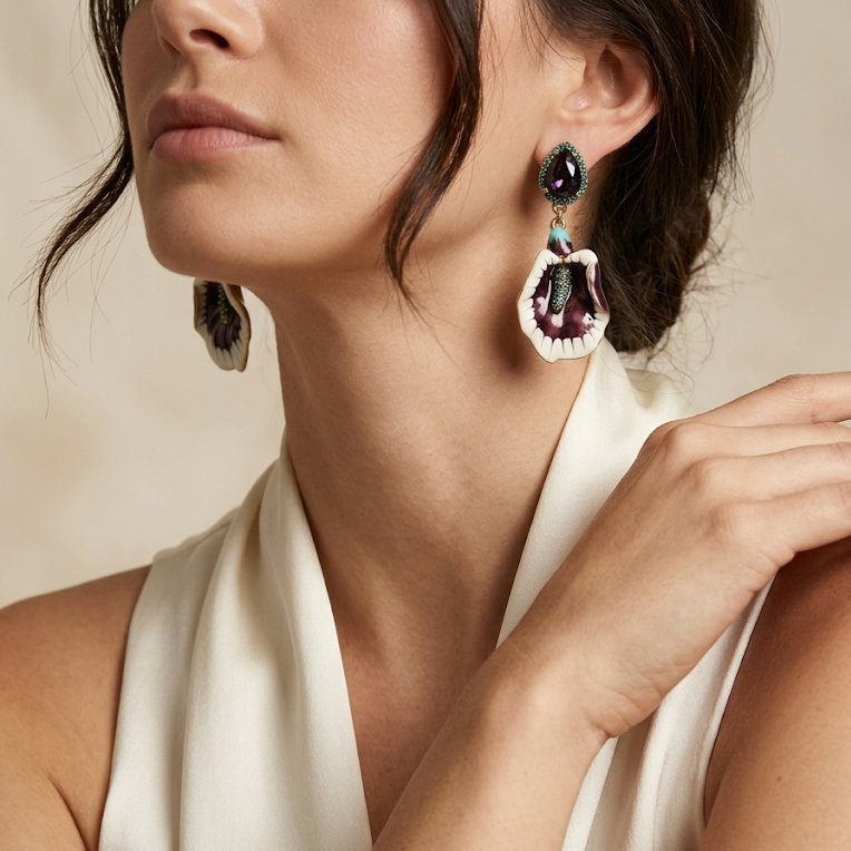 Calla Lily Enamel Earrings