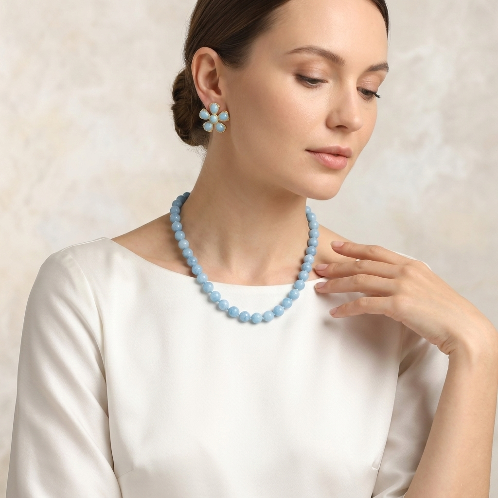 Azure Ice Dream · Light Natural Stone Necklace