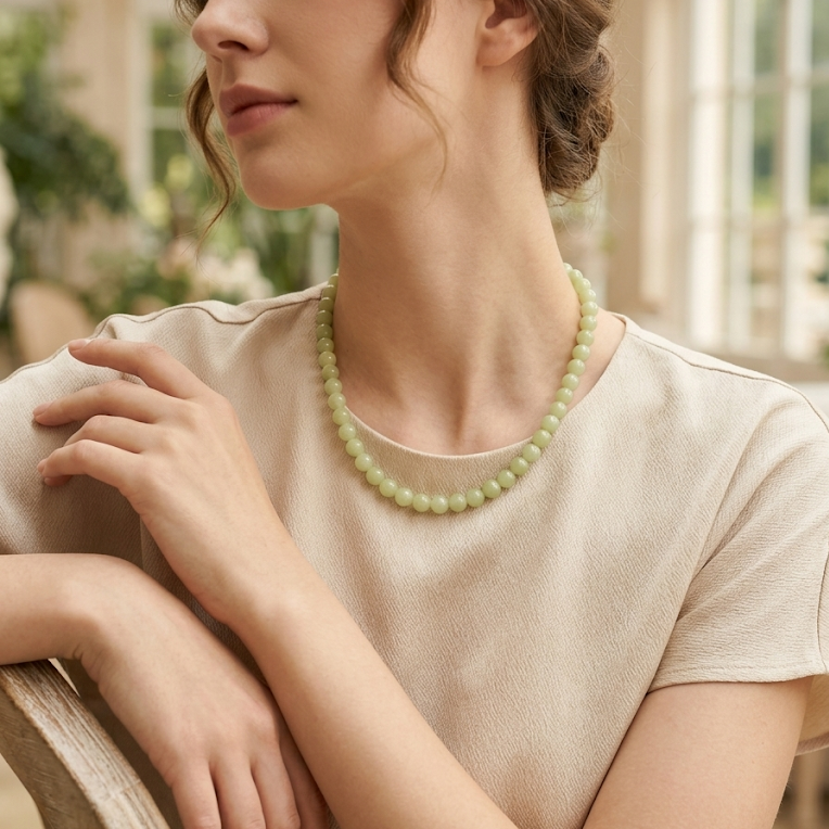 Spring Sprout · Grass Green Agate Necklace